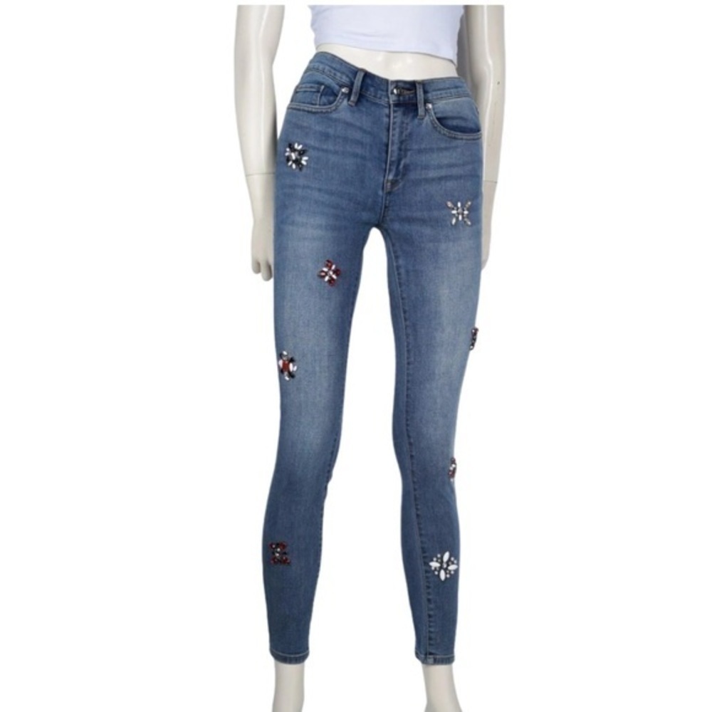 Juicy Couture Black Label Embellished Floral Gems Skinny Jeans NWT - Picture 2 of 16